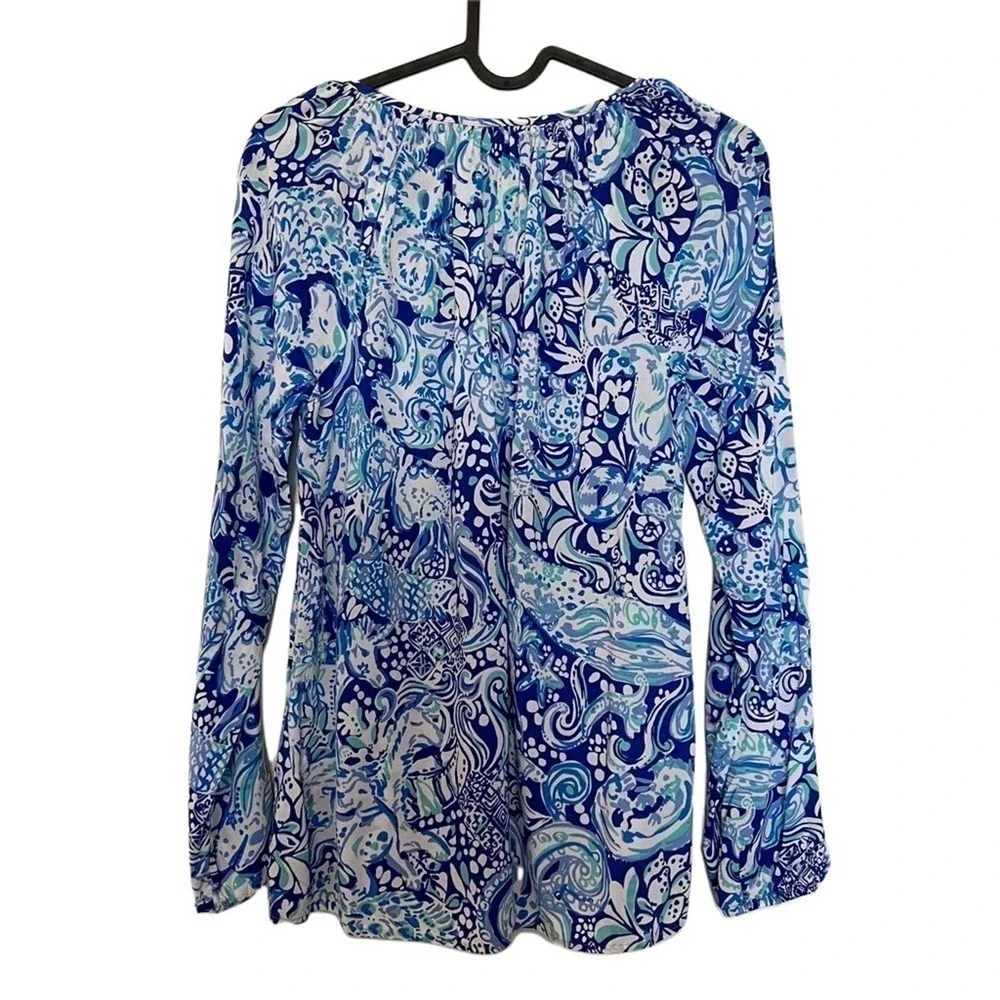 Lilly Pulitzer Willa Blouse Royal Purple 60 Animals Print Size XXS Resortwear